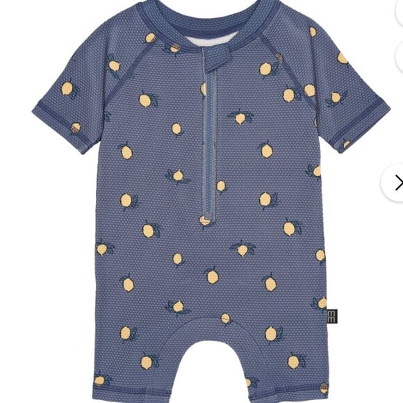 Modern Moments by Gerber Other - NWT Modern Moments by Gerber Baby Rash Guard Swimsuit Blue Lemons Size 3-6M